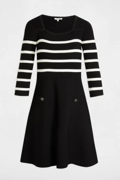Vestido de malha trapézio riscas