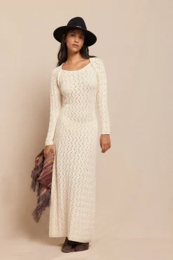 Vestido de malha vazada multicolor