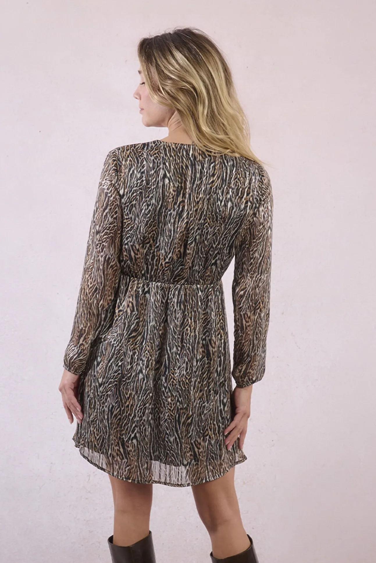 Vestido de manga comprida com estampado