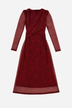 Vestido de tule com estampado floral