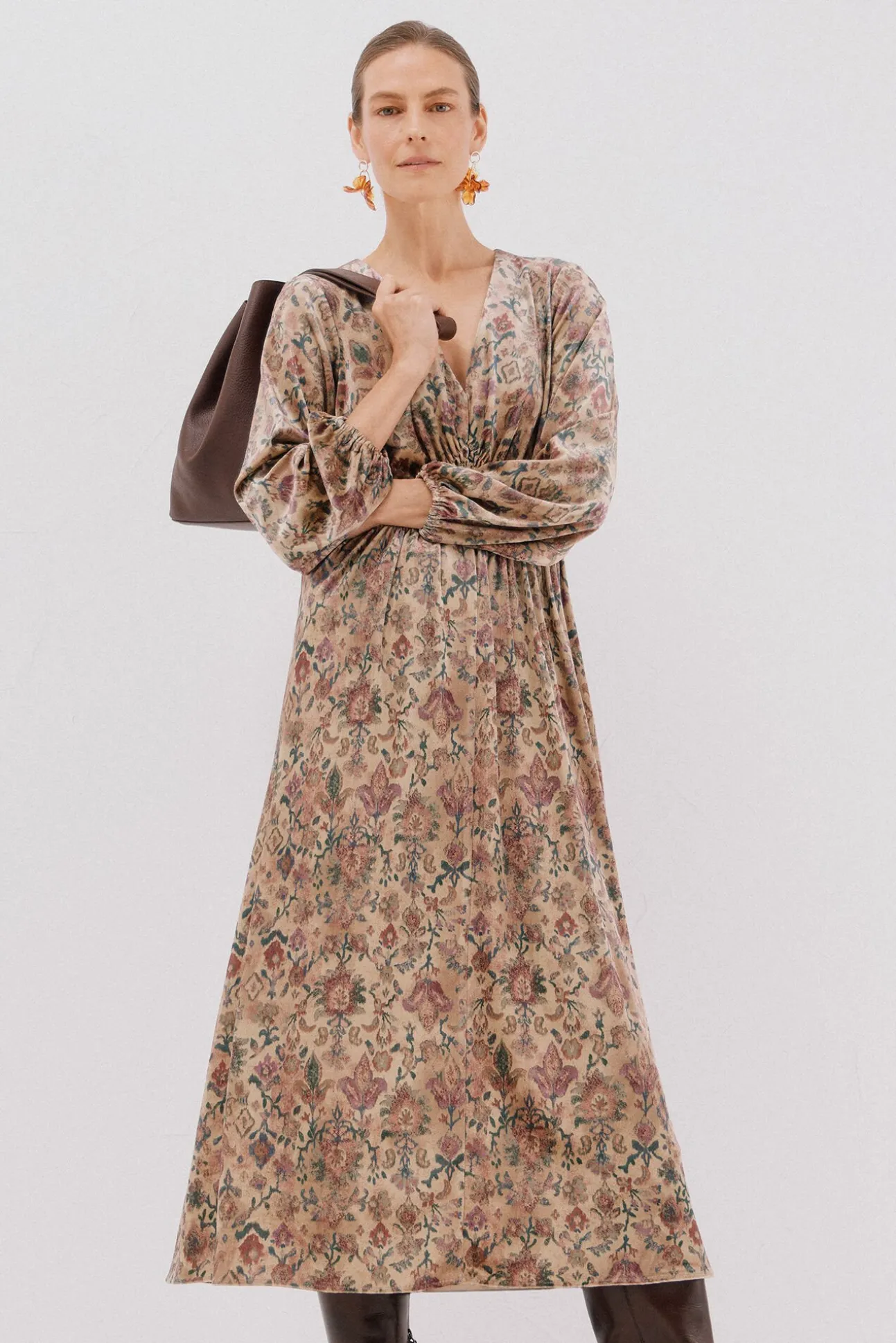 Vestido de veludo estampado