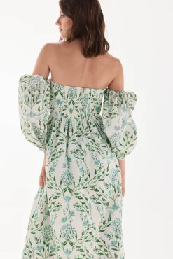 Vestido decote caicai estampado