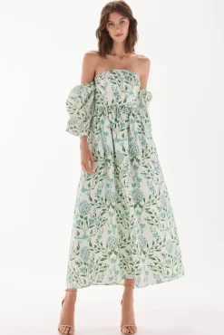 Vestido decote caicai estampado