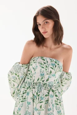 Vestido decote caicai estampado