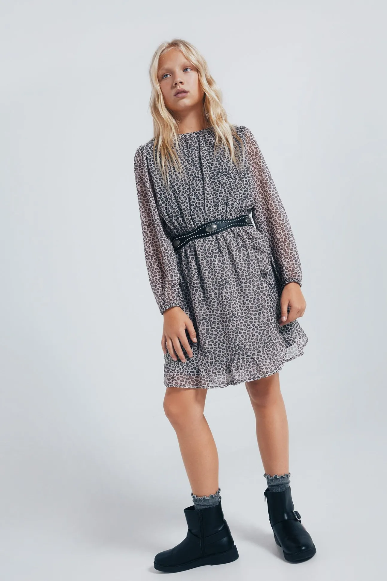 Vestido estampado animal para meninas