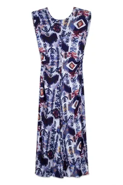 Vestido estampado com ombreiras
