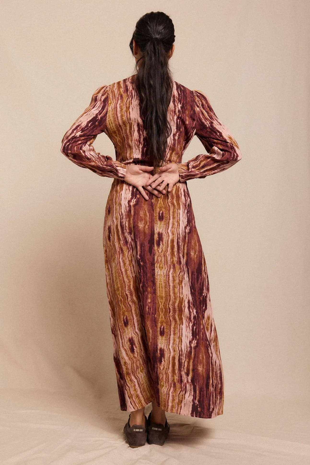 Vestido estampado franzido