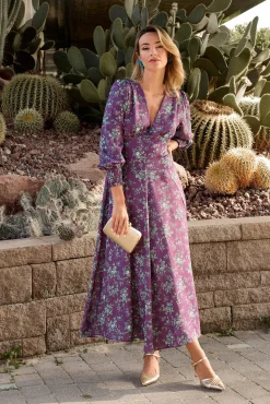 Vestido floral roxo