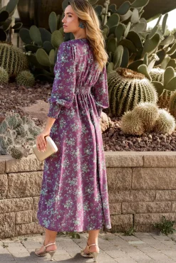 Vestido floral roxo