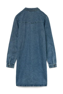 Vestido jeans curto de manga comprida