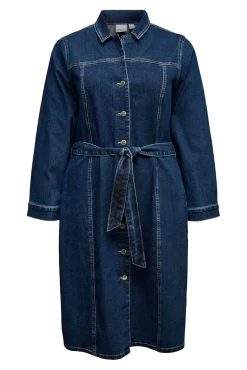 Vestido jeans curto plus size