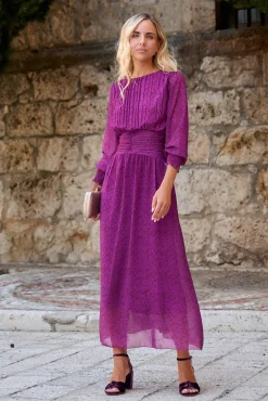 Vestido longo berinjela