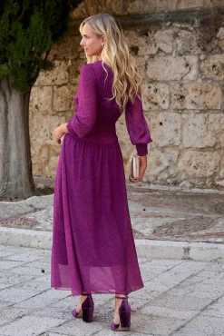 Vestido longo berinjela