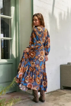 Vestido longo Catalonia com estampado de terra