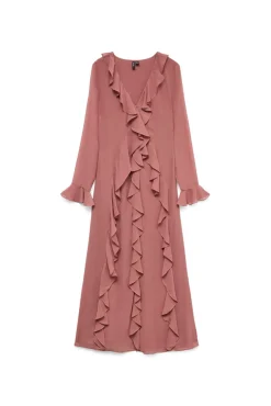 Vestido longo com babados