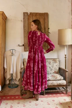 Vestido longo com estampado de ruibarbo Bella