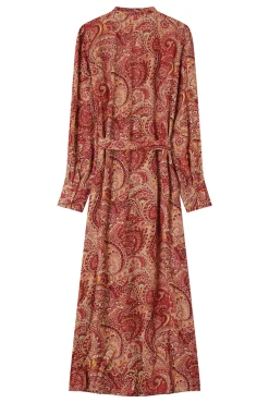 Vestido longo com estampado de motivos boêmios