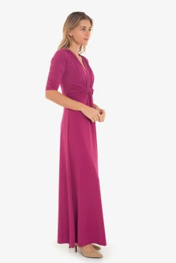 Vestido longo com nó frontal