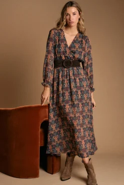 Vestido longo estampado esmeralda