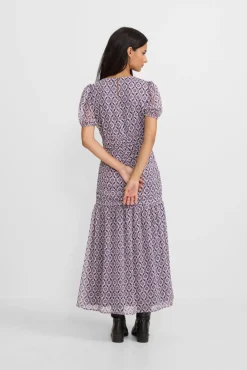 Vestido longo estampado franzido