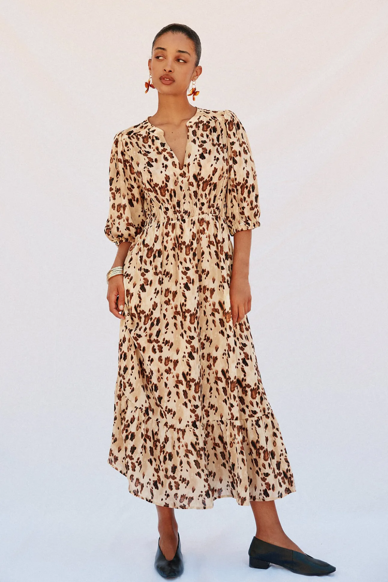 Vestido longo estampado justo