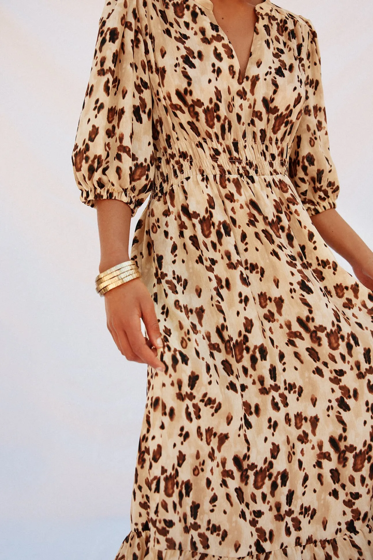 Vestido longo estampado justo
