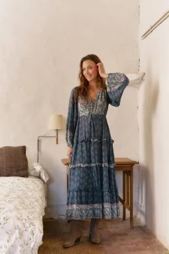 Vestido longo Luciana com estampado Nico
