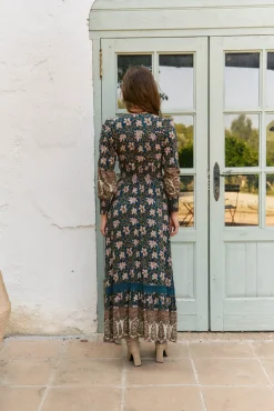 Vestido longo Sabrina com estampado de monarca