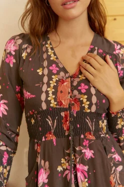 Vestido longo Sabrina com estampado de monarca