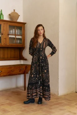 Vestido longo Sabrina com estampado Astrid