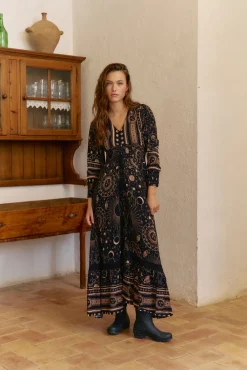 Vestido longo Sabrina com estampado Astrid
