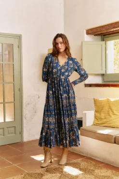Vestido longo Stephanie com estampado Adeline