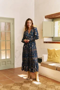 Vestido longo Stephanie com estampado Adeline