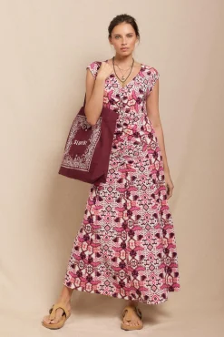 Vestido malha estampado franzido