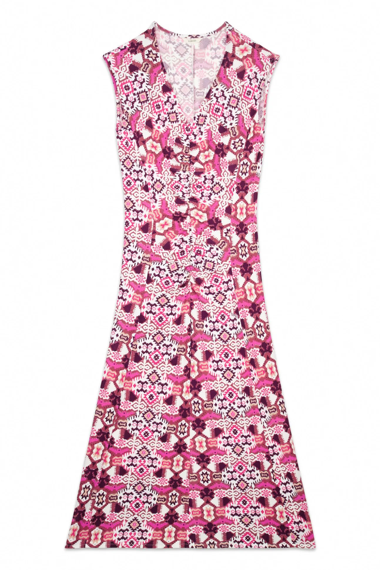Vestido malha estampado franzido