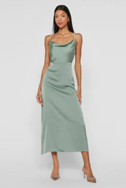 Vestido midi acetinado