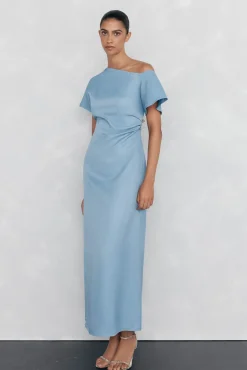 Vestido midi com apliques assimétricos