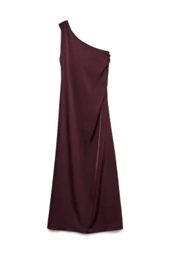 Vestido midi com decote assimétrico