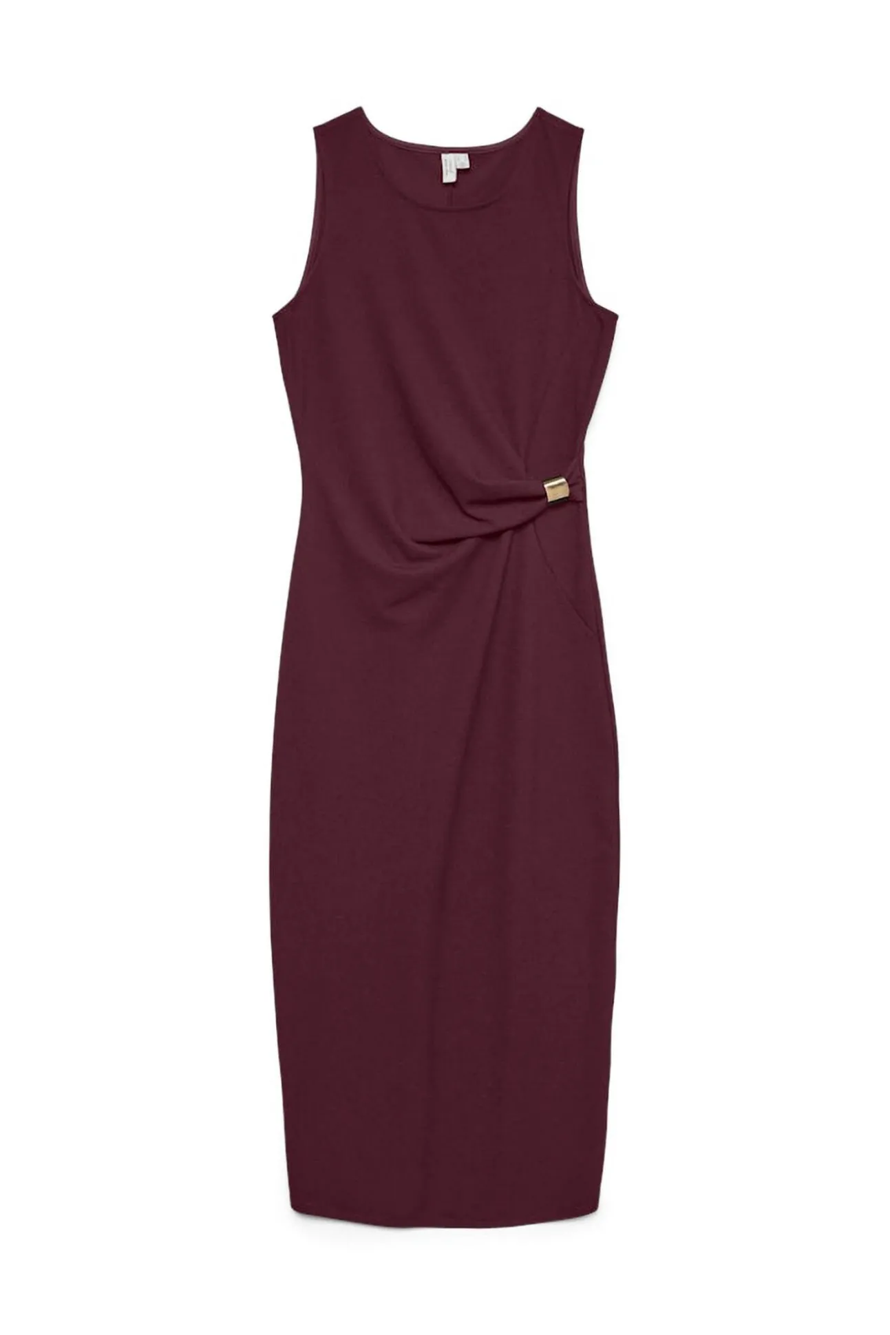 Vestido midi com detalhe de fivela