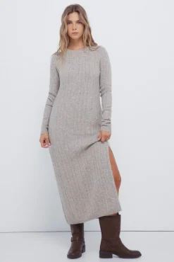 Vestido midi de malha Pointelle