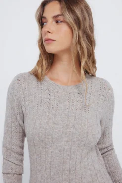 Vestido midi de malha Pointelle