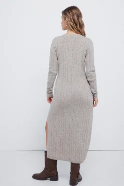 Vestido midi de malha Pointelle