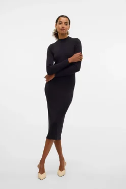 Vestido midi de manga comprida