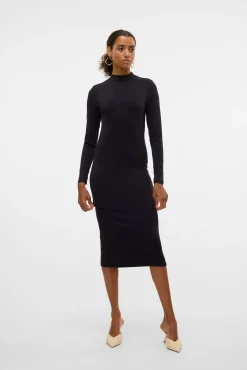 Vestido midi de manga comprida