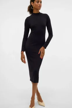 Vestido midi de manga comprida