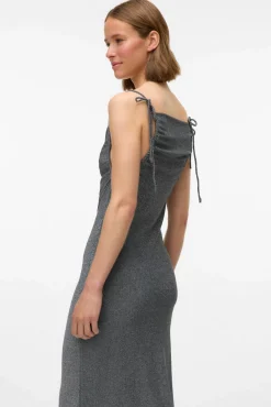 Vestido midi de tecido metálico