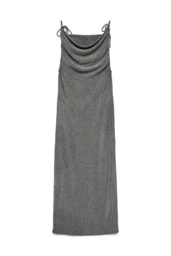 Vestido midi de tecido metálico