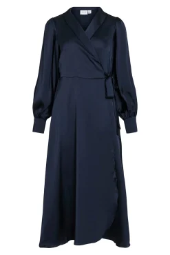 Vestido midi envolvente em cetim