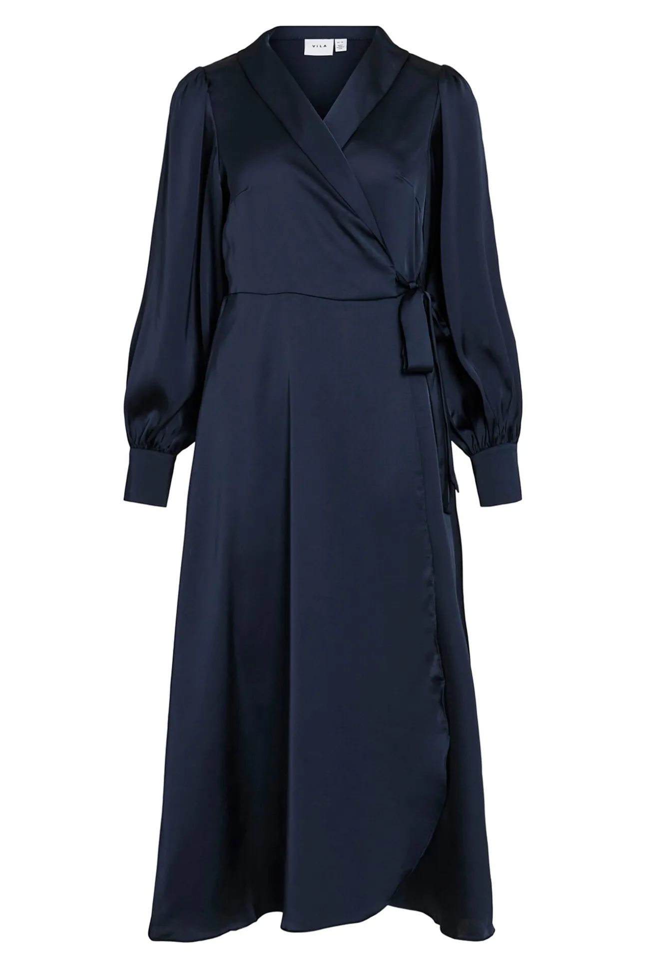 Vestido midi envolvente em cetim