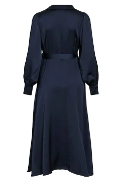 Vestido midi envolvente em cetim